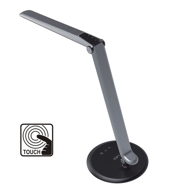 Lampa biurkowa Duo LED srebrna z włącznikiem dotykowym styl nowoczesny