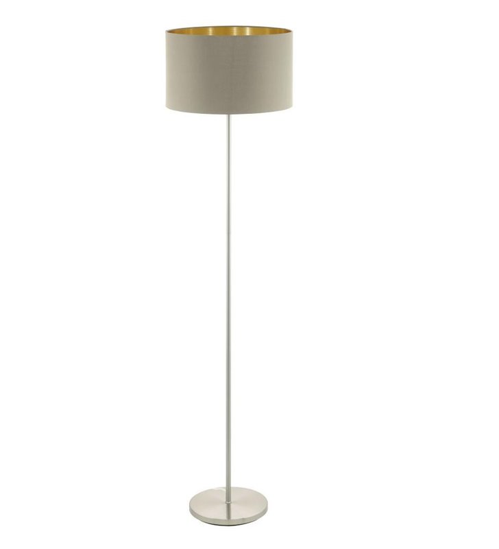 Lampa podłogowa Maserlo abażur w kolorze taupe ze złotym środkiem