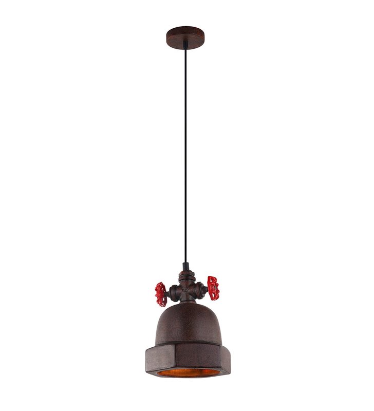 Lampa wisząca Cappo loftowa industrialna kolor rdzawy z czerwonymi elementami do salonu kuchni jadalni do pokoju nastolatka