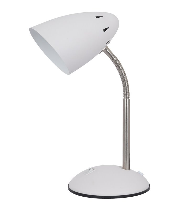 Metalowa biała lampka na biurko Cosmic włącznik na podstawie giętkie ramię - OD RĘKI