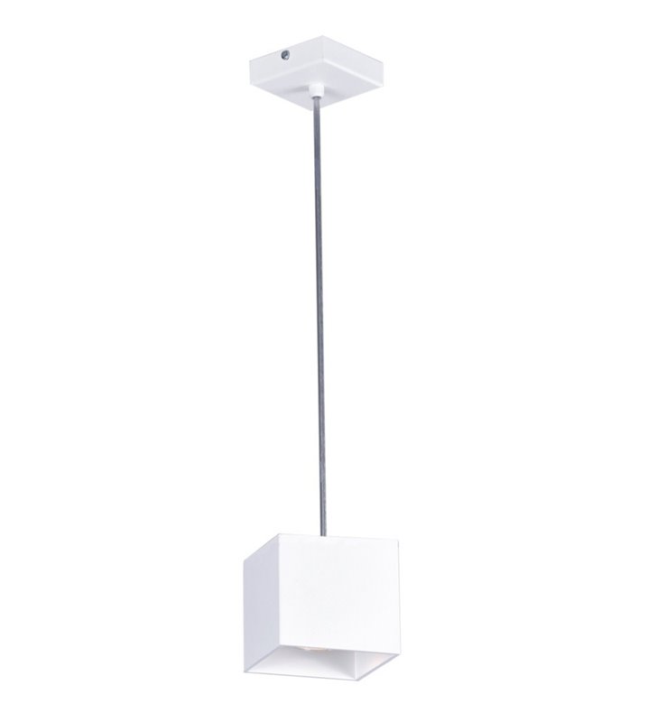 Lampa wisząca Kubik White nowoczesna biała kwadratowa w stylu technicznym