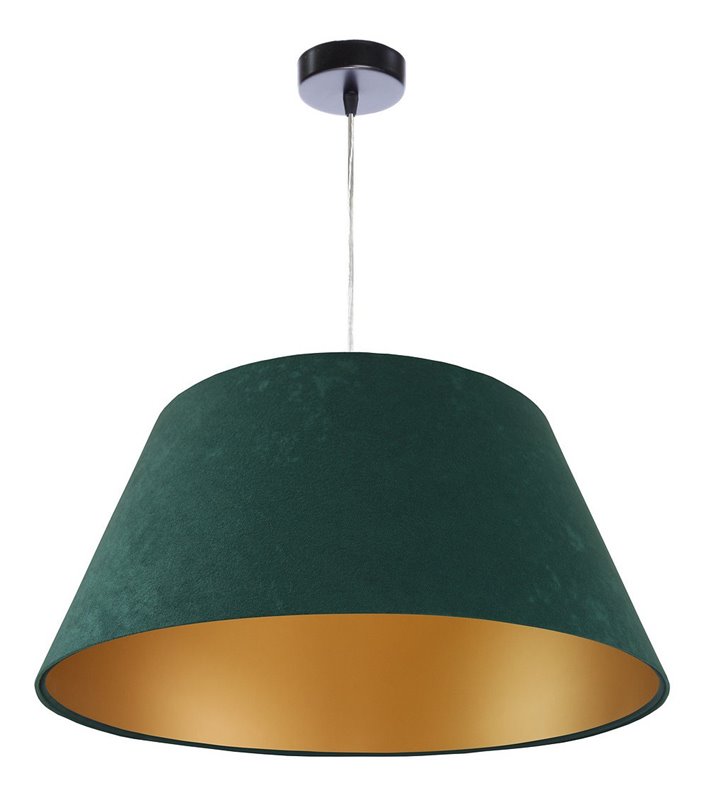 Zielona lampa wisząca ze złotym środkiem Anadia stożek welur do salonu sypialni jadalni