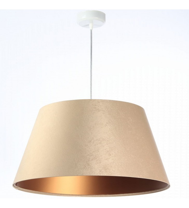 Lampa wisząca Cyntia kremowa tkanina satynowa z połyskiem 50cm stożek do salonu sypialni jadalni nad okrągły stół
