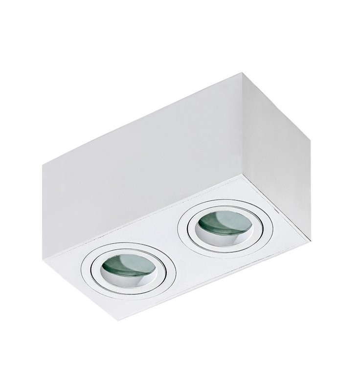 Biała 2 punktowa prostokątna łazienkowa lampa sufitowa Brant