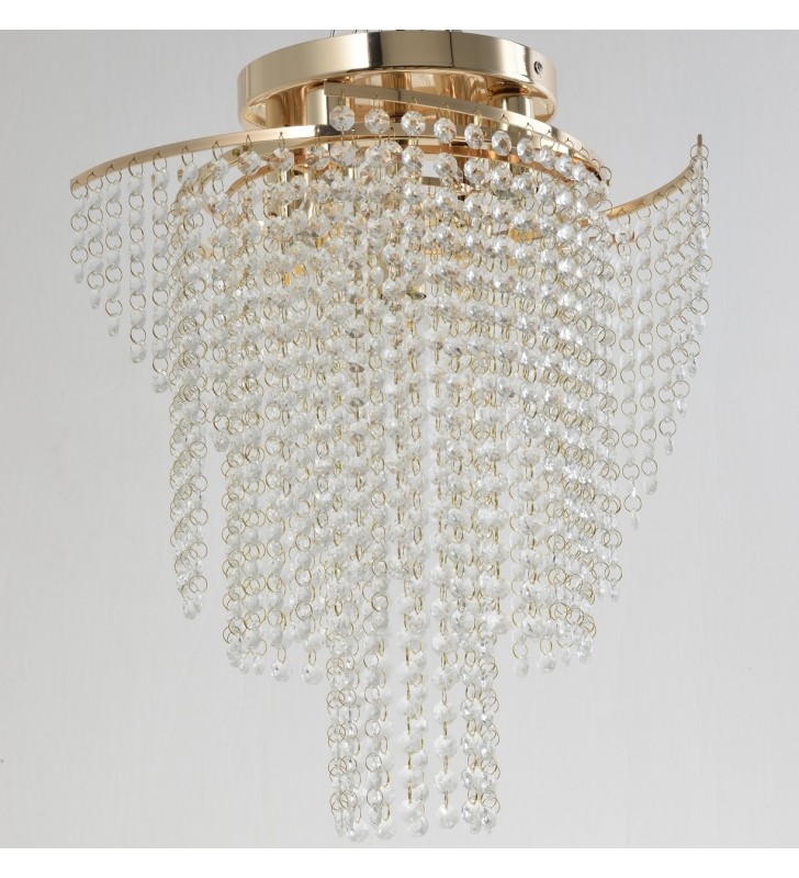 Złoty 35cm plafon kryształowy lampa sufitowa Verde do salonu sypialni na korytarz